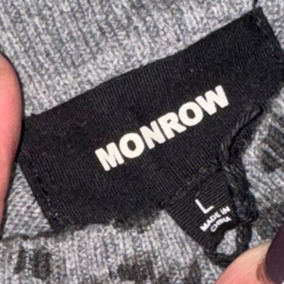 NWT Monrow grey leopard cashmere blend bell sleeve sweater size large - Picture 7 of 9